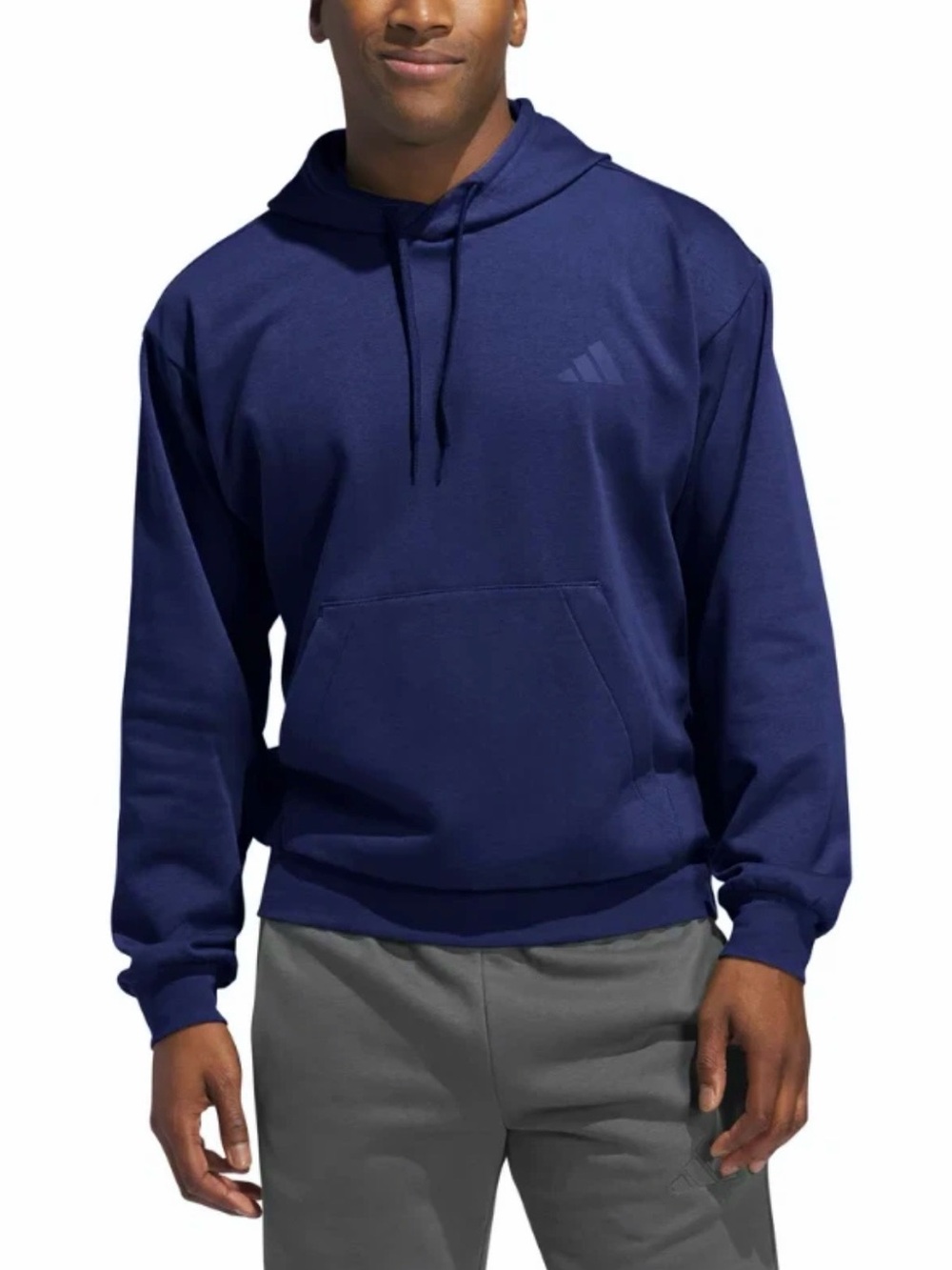 NEW Adidas Men's Fleece Navy Blue Hoodie Pullover With Kangaroo Pocket, Size L